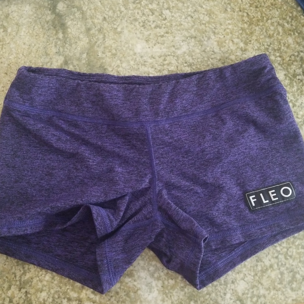 Purple fleo workout shorts